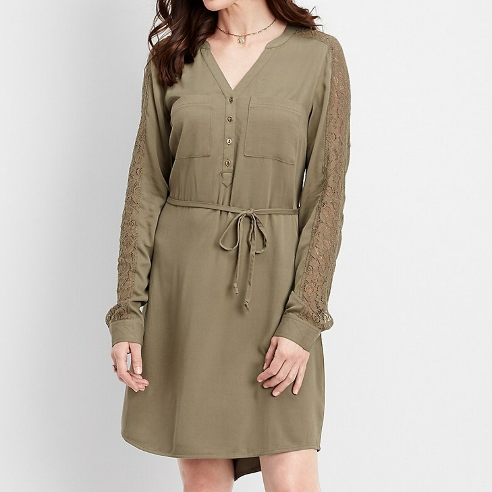 NWT Maurices Crocheted Sleeve Tie Front Dress